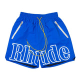 GO-STONE High street fashion RHUDE letter printed hip-hop casual pants beach pants men's five quarter shorts