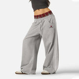GO-STONE American Retro College Style Loose Fit Two-Piece Set with Double Waist Head Fake Bathroom Pants for Sports Leisure 2026 Fashion