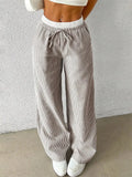 GO-STONE Women's Casual Striped Woven Wide Leg Pants Fall Winter 2026 Casual Stylish Full Length Trousers Y2K Clothes Streetwear