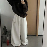 GO-STONE American Retro Flame Letter Print Detachable Strap Scimitar Pants Jazz Casual Hip-Hop Loose Wide-Leg Fashion Jogging Sweatpants