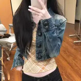 GO-STONE 2026 Denim Jacket New Style Retro Washed Fashion Slim Niche Short Top