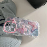 GO-STONE Korean Ins Feather Texture Butterfly Phone Case For iPhone 16 Pro 15 13 14 Pro Max Silicone Shockproof Border Cases Cute Funda