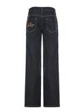 GO-STONE Women's Slim Fit Flared Jeans Y2K Vintage Low Rise Stretch Denim Pants with Embroidery Distressed Style for Everyday Outfits