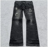 GO-STONE Y2K High Street Red Letter Embroidered Baggy Jeans Women Gothic American New Straight Pants Fashion Street Retro Wide-leg Pants