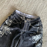 GO-STONE Denim shorts hip hop heraldic embroidered boy and girlfriend punk casual basketball shorts Y2K Harajuku retro street wear