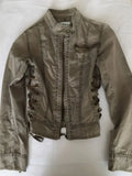 GO-STONE Y2K Retro Army Green Zipper Jacket Women Harajuku Sexy Slim Fit Denim Jacket Autumn Winter Short Stand Collar Coat Goth Clothing