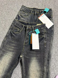 GO-STONE Oversized Washed Denim Flare Pants Women Spring Summer High Waist Slim Black Grey Jeans American Style Vintage Long Pants