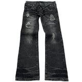 GO-STONE New retro double waisted lace up micro flared women pants streetwear Y2K washed high-quality design sense men and women jeans