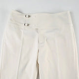 GO-STONE Vintage Y2K Korean Streetwear Pants Woman Low Rise Straight Loose Beige Trousers Button Up Basic 2000S Women Casual Pants