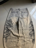 GO-STONE American Y2K New Grey Printing Baggy Jeans Men Women High Street Vintage Hip Hop Harajuku Casual Joker Couple Wide-leg Pants