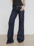 GO-STONE Women's Slim Fit Flared Jeans Y2K Vintage Low Rise Stretch Denim Pants with Embroidery Distressed Style for Everyday Outfits