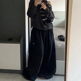 GO-STONE American Retro Hip-Hop Oversized Woman Black Casual Sweatpants Korean Streetwear Loose Jogging Pants High Waist Wide-Leg Pants