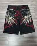GO-STONE American Vintage Popular New Pattern Embroidery Baggy Denim Shorts Men Street Fashion Gothic Casual Joker Shorts Women Clothing