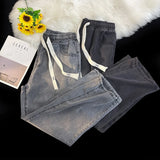 GO-STONE 2026 New Spring Summer Men's Baggy Jeans Lyocell Fabric Wide Leg Pants Drawstring Trousers Male City Boy Plus Size S-4 5XL Y2K