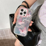 GO-STONE Korean Ins Feather Texture Butterfly Phone Case For iPhone 16 Pro 15 13 14 Pro Max Silicone Shockproof Border Cases Cute Funda