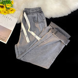 GO-STONE 2026 New Spring Summer Men's Baggy Jeans Lyocell Fabric Wide Leg Pants Drawstring Trousers Male City Boy Plus Size S-4 5XL Y2K