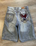 GO-STONE American Retro New Y2K Antique Patchwork Embroidered Irregular Denim Shorts For Men And Women Loose Harajuku Casual Men's Shorts