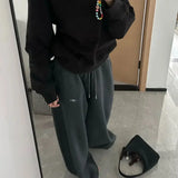 GO-STONE American Retro Hip-Hop Oversized Woman Black Casual Sweatpants Korean Streetwear Loose Jogging Pants High Waist Wide-Leg Pants