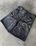GO-STONE Streetwear Denim Shorts Mens Embroidery American Hip Hop Printed Loose Shorts Gothic Retro Harajuku Fashion Y2K New Shorts