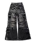 GO-STONE Y2K High Street Red Letter Embroidered Baggy Jeans Women Gothic American New Straight Pants Fashion Street Retro Wide-leg Pants