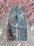 GO-STONE Y2K High Street Red Letter Embroidered Baggy Jeans Women Gothic American New Straight Pants Fashion Street Retro Wide-leg Pants