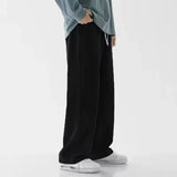 GO-STONE 2026 New Streetwear Loose Jeans Men Korean Style Fashion Loose Straight Wide Leg Pants Men's Brand Clothing Black Light Blue