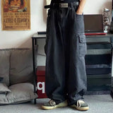 GO-STONE Baggy Jeans Men's Oversize Cargo Korean Black Wide Pants Streetwear Hip Hop Harajuku Male Fashion Straight Denim Pants