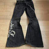 GO-STONE Y2K New Retro Double Waisted Lace Up Micro Flared Women Pants Streetwear Washed High-quality Design Sense Men and Women Jeans