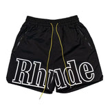GO-STONE High street fashion RHUDE letter printed hip-hop casual pants beach pants men's five quarter shorts