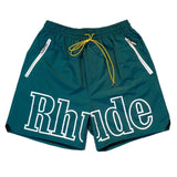 GO-STONE High street fashion RHUDE letter printed hip-hop casual pants beach pants men's five quarter shorts