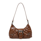 GO-STONE Y2K Retro Pleated Hobo Shoulder Bag for Women Hot Selling Maillard Style Underarm Bag Clutch Handbags for Travel Work Shopping