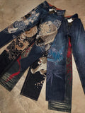 GO-STONE Japanese Harajuku Jeans Mens New Dragon High Quality Jeans Gothic Y2K Vintage Hip Hop Streetwear Denim Fabric Wide Leg Pants