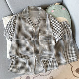 GO-STONE Summer 2026 New Short-Sleeved Shorts Pajamas Women's Cartoon Cute Girl Cardigan Set Ladies Sleepwear Breathable Homewear
