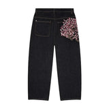 GO-STONE Y2K Harajuku Jeans new Dragon Embroidery high quality jeans 2000s Gothic Vintage Hip Hop streetwear denim fabric wide leg pants