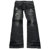 GO-STONE Fashionable high street double waisted lace up micro flared women jeans Y2K retro Harajuku washed design for men and women jeans