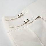 GO-STONE Vintage Y2K Korean Streetwear Pants Woman Low Rise Straight Loose Beige Trousers Button Up Basic 2000S Women Casual Pants