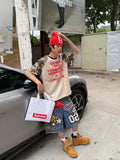 GO-STONE Vintage Street Camouflage Print Five-Point Short Jeans Loose Wide Leg Shorts Unisex Summer American Hip Hop Fashion Men Clothing