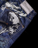 GO-STONE American Fashion New Oversized Print Blue Washed Baggy Jeans Men Y2K Rock Hip Hop Popular Casual Straight Wide-leg Trousers