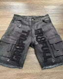 GO-STONE Y2K New Popular Denim Shorts Patch Vintage Shorts Men Women Street Hip Hop Fashion Harajuku Punk Loose High Waist Wide Leg Pants