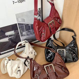 GO-STONE Y2K Retro Pleated Hobo Shoulder Bag for Women Hot Selling Maillard Style Underarm Bag Clutch Handbags for Travel Work Shopping