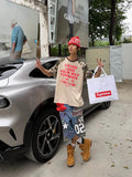 GO-STONE Vintage Street Camouflage Print Five-Point Short Jeans Loose Wide Leg Shorts Unisex Summer American Hip Hop Fashion Men Clothing