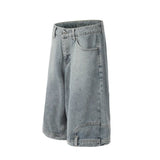 GO-STONE 2026 American Style Men's Solid Color Loose Simple Basic Casual Trendy Knee Length Denim Trousers Male Cargo Jeans Pants Clothes