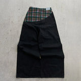 GO-STONE Y2k Slanted Runway Baggy Jeans Retro Plaid Patchwork Men Women Wide Leg Pants American Hip Hop Streetwear Unisex Casual Jeans