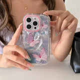 GO-STONE Korean Ins Feather Texture Butterfly Phone Case For iPhone 16 Pro 15 13 14 Pro Max Silicone Shockproof Border Cases Cute Funda