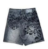 GO-STONE Streetwear Denim Shorts Mens Embroidery American Hip Hop Printed Loose Shorts Gothic Retro Harajuku Fashion Y2K New Shorts