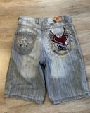 GO-STONE American New Y2K Retro Embroidered Denim Shorts For Men And Women Harajuku Gothic High Waist Shorts Basketball Pants Street Wear