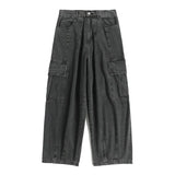 GO-STONE Baggy Jeans Men's Oversize Cargo Korean Black Wide Pants Streetwear Hip Hop Harajuku Male Fashion Straight Denim Pants