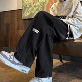 GO-STONE Three bar American retro jeans men's spring and autumn new style high street elastic waist loose casual men's straight leg long