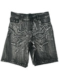 GO-STONE American Retro New Y2K Antique Patchwork Embroidered Irregular Denim Shorts For Men And Women Loose Harajuku Casual Men's Shorts