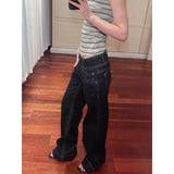 GO-STONE American Retro Low Waist Wide Leg Jeans Women's Summer Autumn Loose Drapey Tall Extended Length Hot Girls Wide Leg Pants